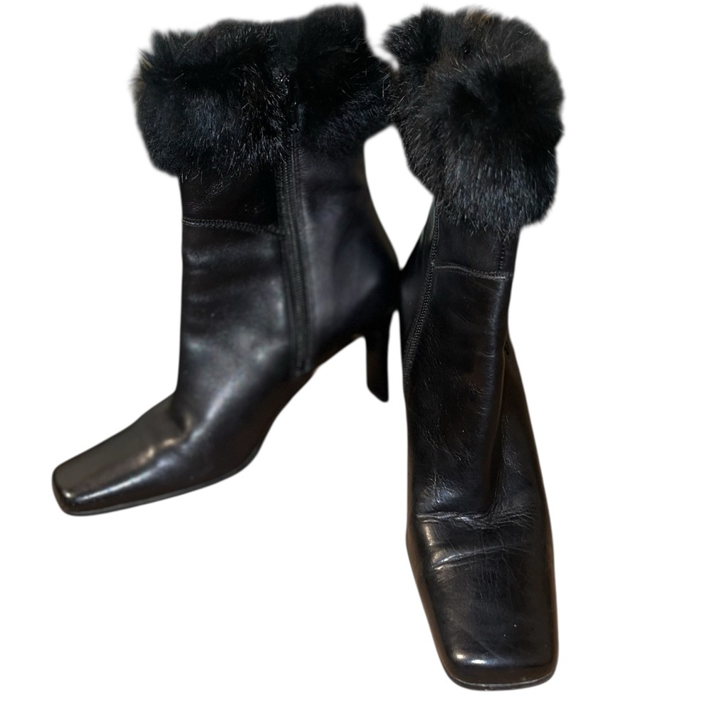 Karen Scott Black Fur-Trimmed Heeled Boots